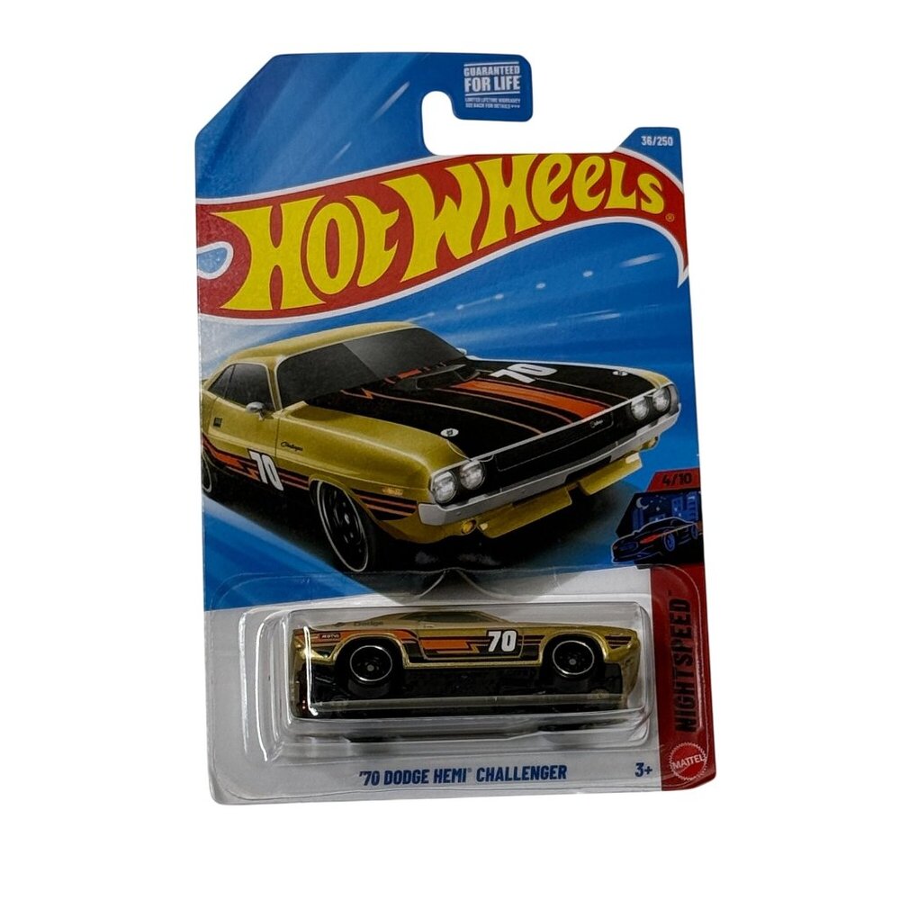 Hot Wheels 70 Dodge Hemi Challenger Night Speed Gold Muscle Car New
